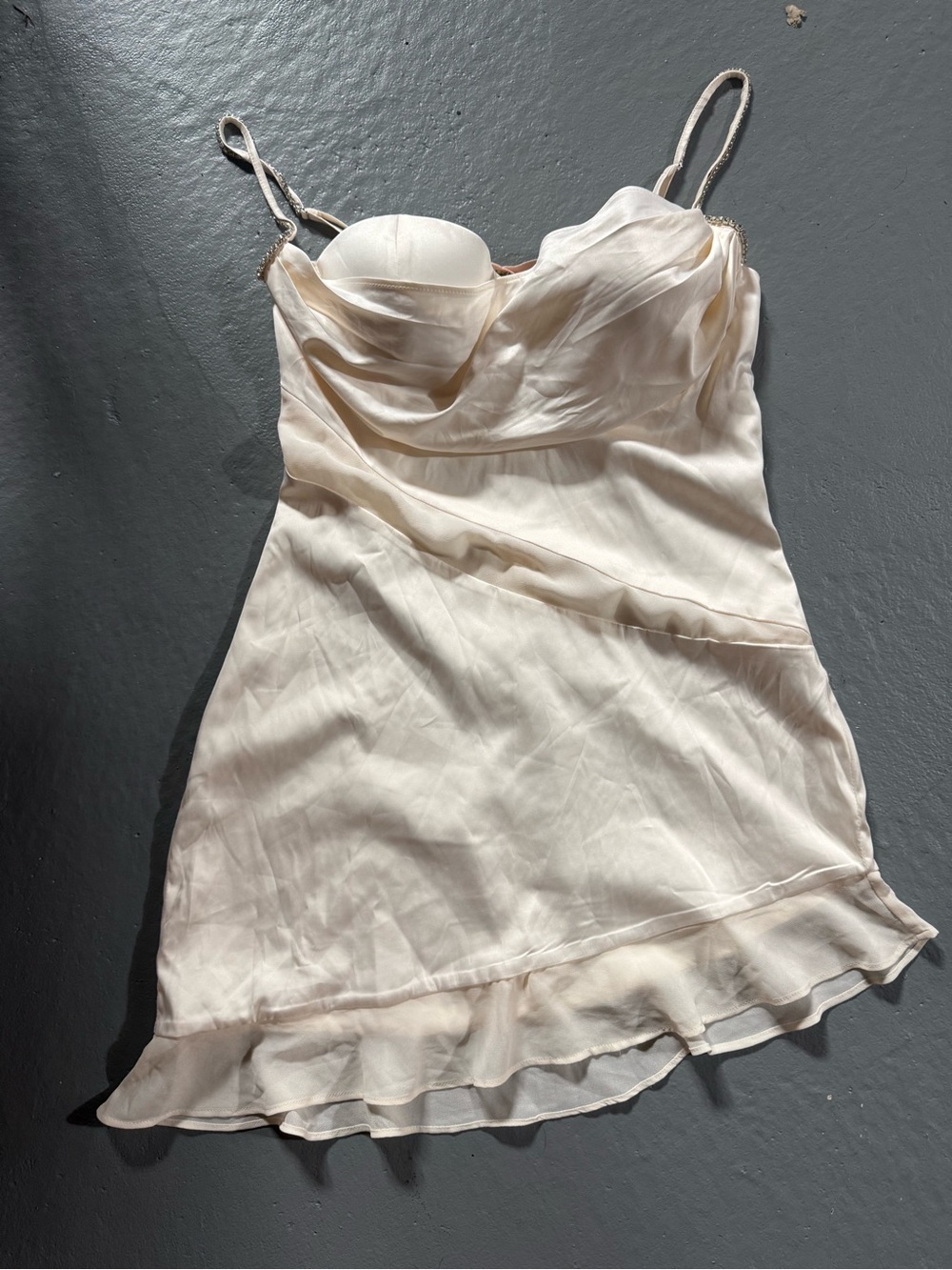 Princess Polly Cream Satin Slip Midi Dress